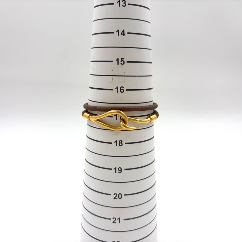 Hermes Jumbo Choker Double Wrapped Leather X GP Gold X Brown Bracelet