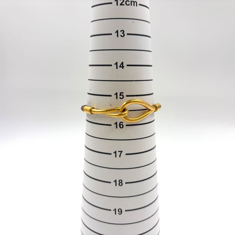 Hermes Jumbo Choker Double Wrapped Leather X GP Gold X Brown Bracelet