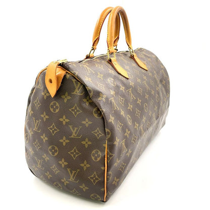 Louis Vuitton Speedy 40 Monogram Leather X PVC Brown Handbag Gold M41522