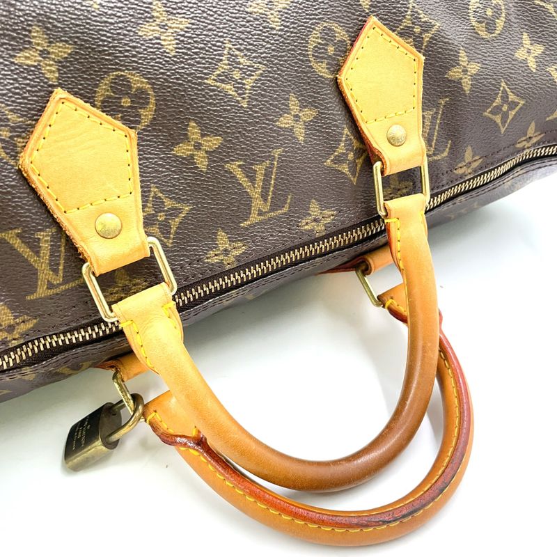 Louis Vuitton Speedy 40 Monogram Leather X PVC Brown Handbag Gold M41522