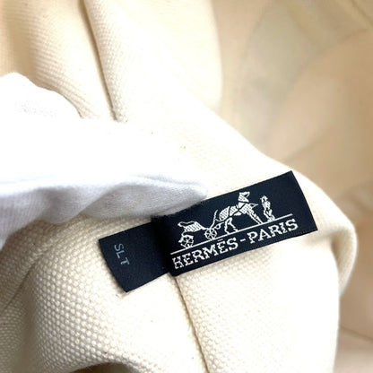 Hermes Bora GM Canvas Ivory And Orange Tote Bag Silver