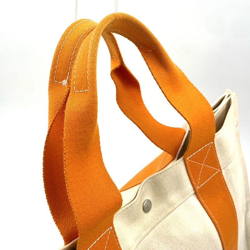 Hermes Bora GM Canvas Ivory And Orange Tote Bag Silver
