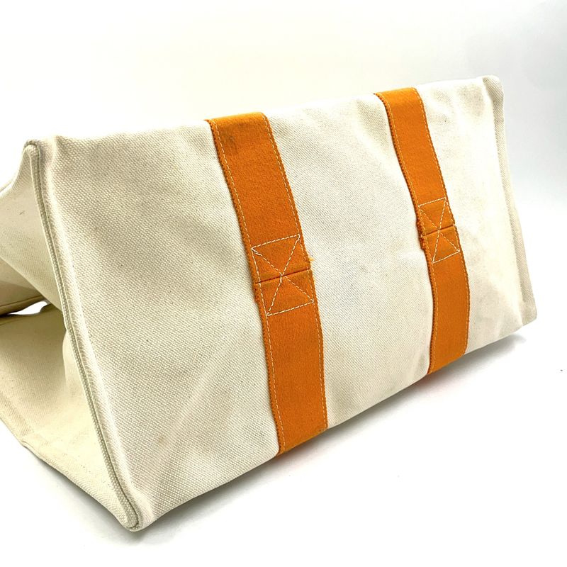 Hermes Bora GM Canvas Ivory And Orange Tote Bag Silver