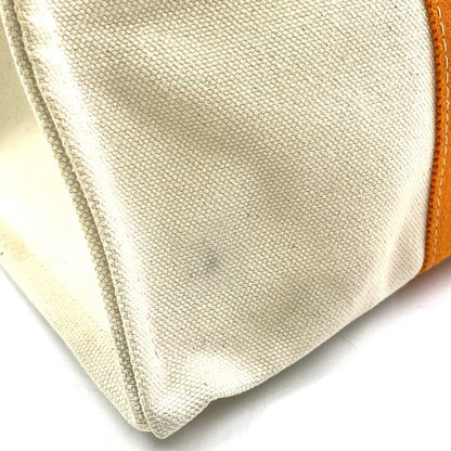 Hermes Bora GM Canvas Ivory And Orange Tote Bag Silver