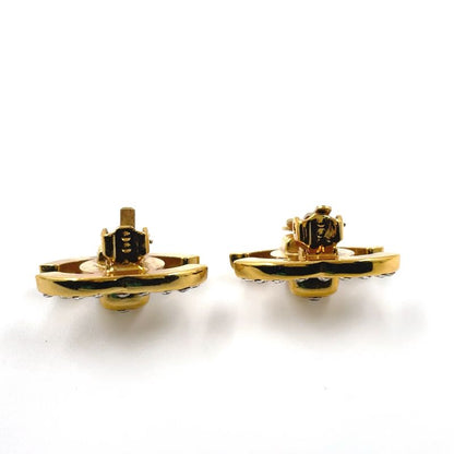 Chanel Coco Mark Turnlock GP X Rhinestone Clear X Gold Earrings