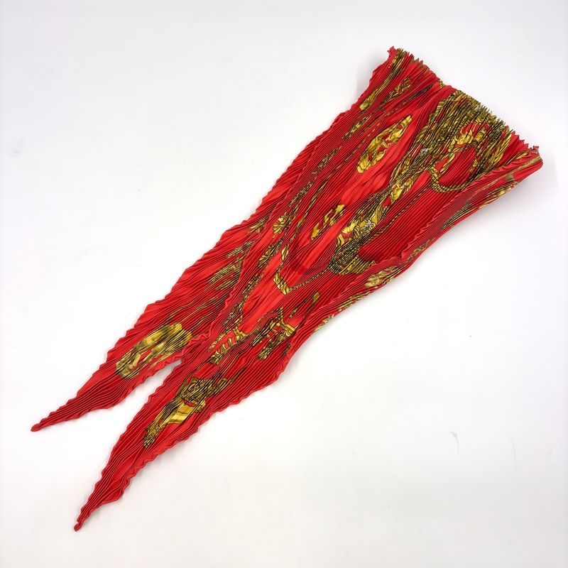 Hermes Pleated Silk Red Scarf