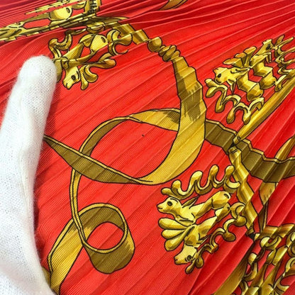 Hermes Pleated Silk Red Scarf