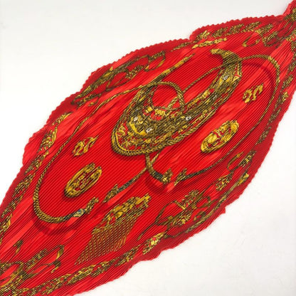 Hermes Pleated Silk Red Scarf