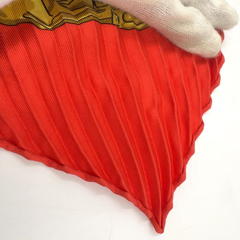 Hermes Pleated Silk Red Scarf