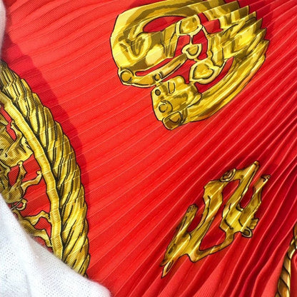 Hermes Pleated Silk Red Scarf