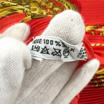 Hermes Pleated Silk Red Scarf
