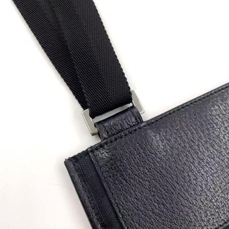 Gucci GG Canvas GG Canvas Leather X Canvas Black Shoulder Bag Silver 27639