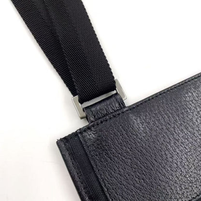 Gucci GG Canvas GG Canvas Leather X Canvas Black Shoulder Bag Silver 27639