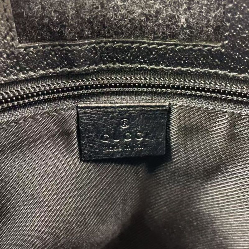 Gucci GG Canvas GG Canvas Leather X Canvas Black Shoulder Bag Silver 27639