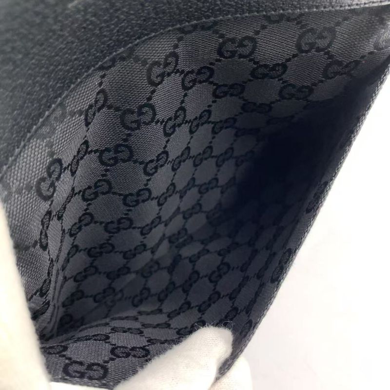 Gucci GG Canvas GG Canvas Leather X Canvas Black Shoulder Bag Silver 27639