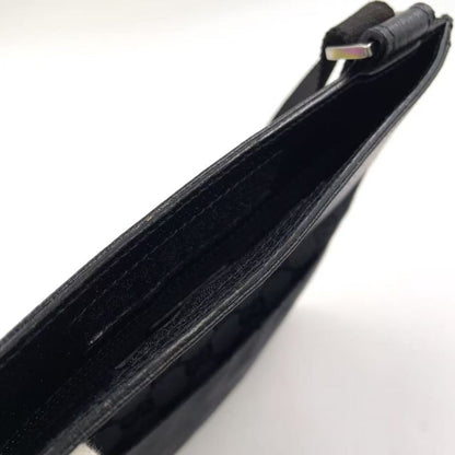 Gucci GG Canvas GG Canvas Leather X Canvas Black Shoulder Bag Silver 27639