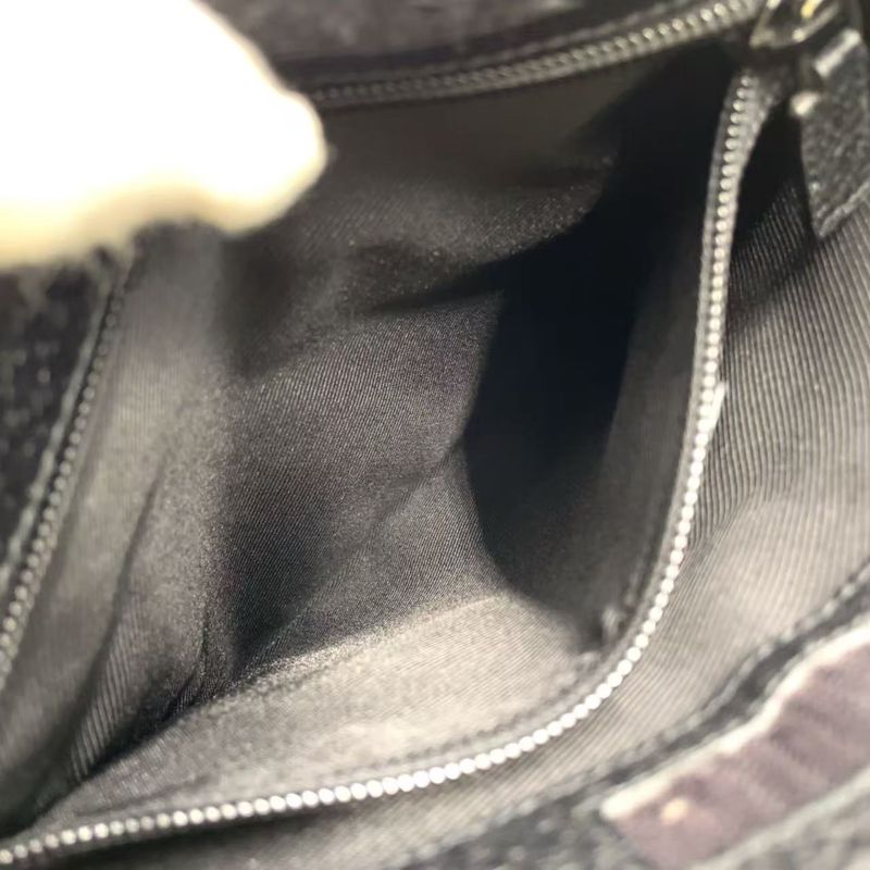 Gucci GG Canvas GG Canvas Leather X Canvas Black Shoulder Bag Silver 27639