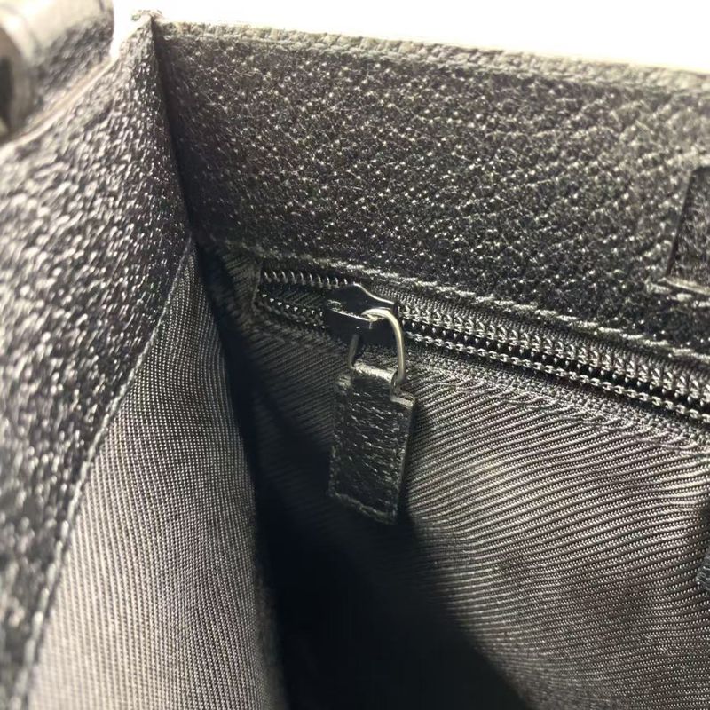 Gucci GG Canvas GG Canvas Leather X Canvas Black Shoulder Bag Silver 27639