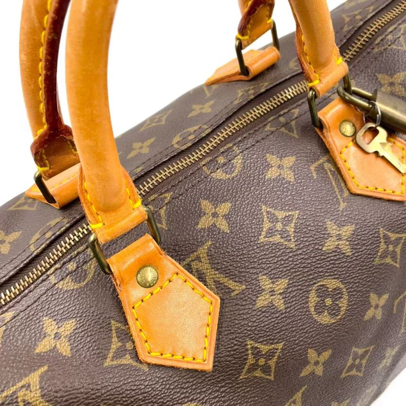Louis Vuitton Speedy 35 Monogram Leather X PVC Brown Handbag Gold M41524