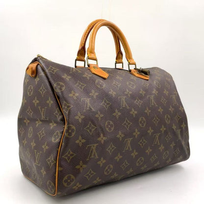 Louis Vuitton Speedy 35 Monogram Leather X PVC Brown Handbag Gold M41524
