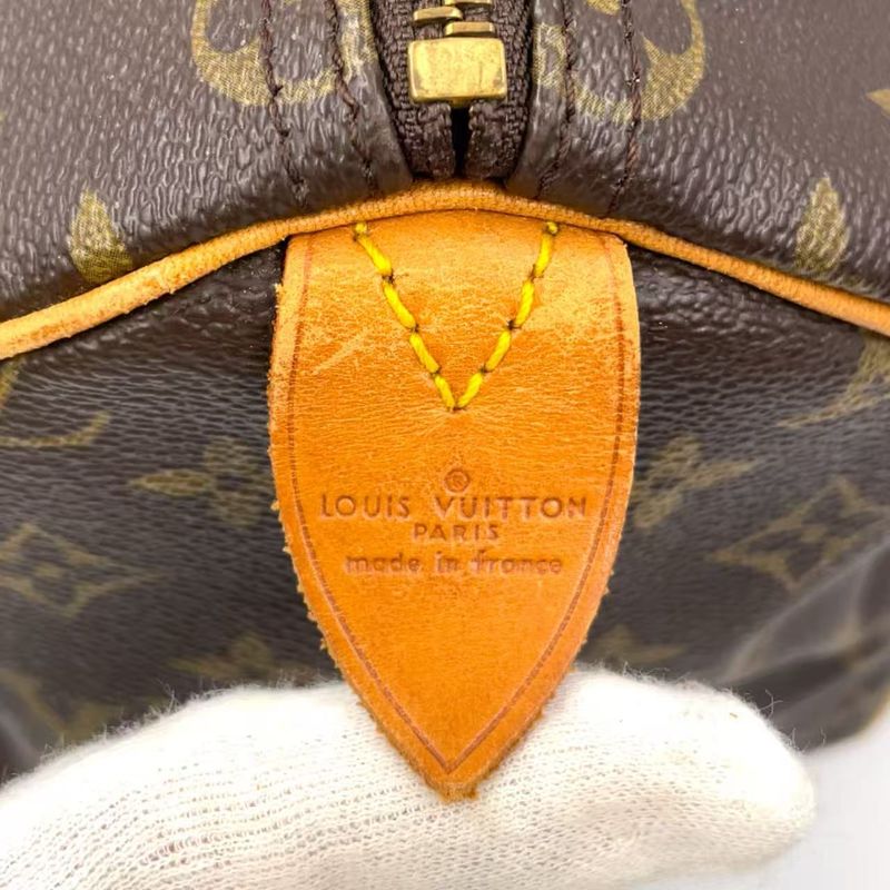 Louis Vuitton Speedy 35 Monogram Leather X PVC Brown Handbag Gold M41524