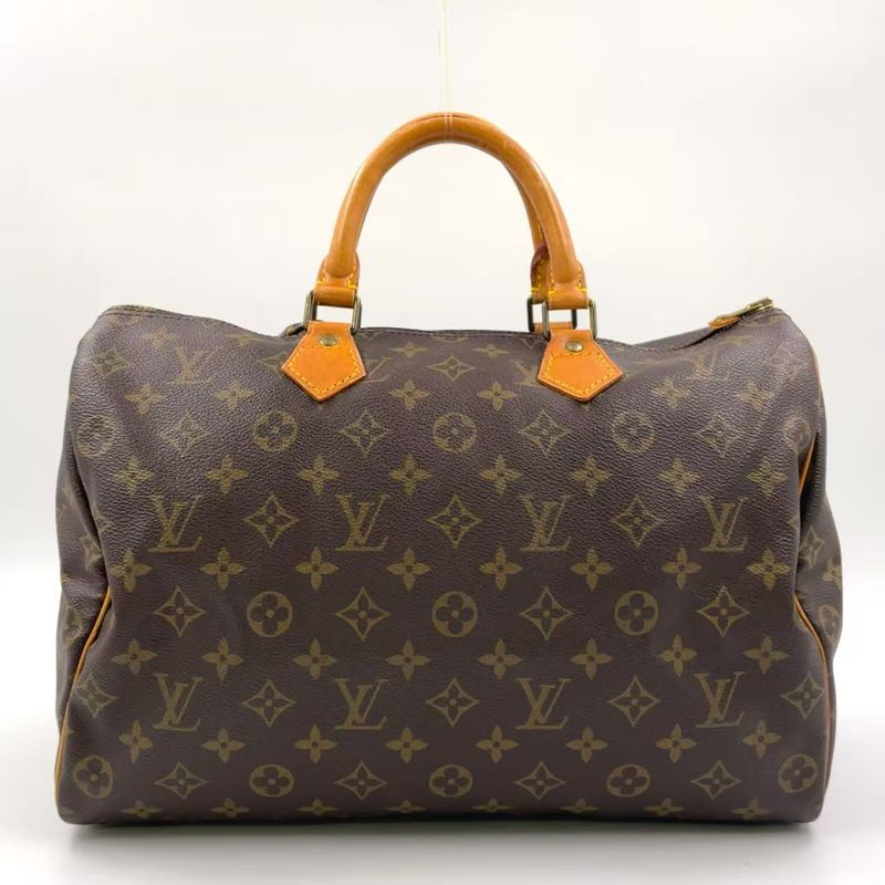 Louis Vuitton Speedy 35 Monogram Leather X PVC Brown Handbag Gold M41524