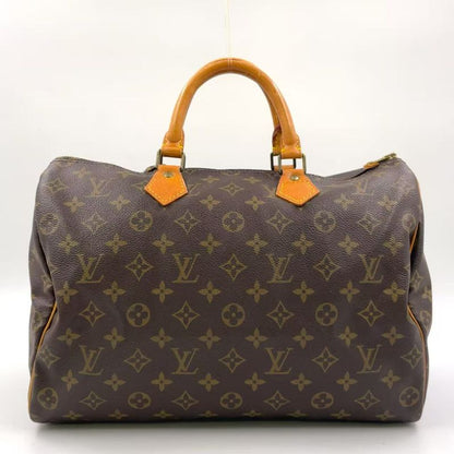 Louis Vuitton Speedy 35 Monogram Leather X PVC Brown Handbag Gold M41524