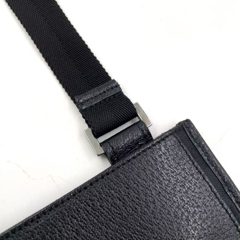 Gucci GG Canvas GG Canvas Leather X Canvas Black Shoulder Bag Silver 27639