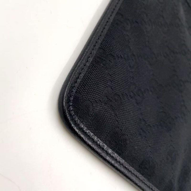 Gucci GG Canvas GG Canvas Leather X Canvas Black Shoulder Bag Silver 27639