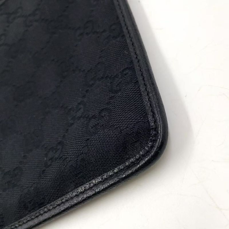 Gucci GG Canvas GG Canvas Leather X Canvas Black Shoulder Bag Silver 27639