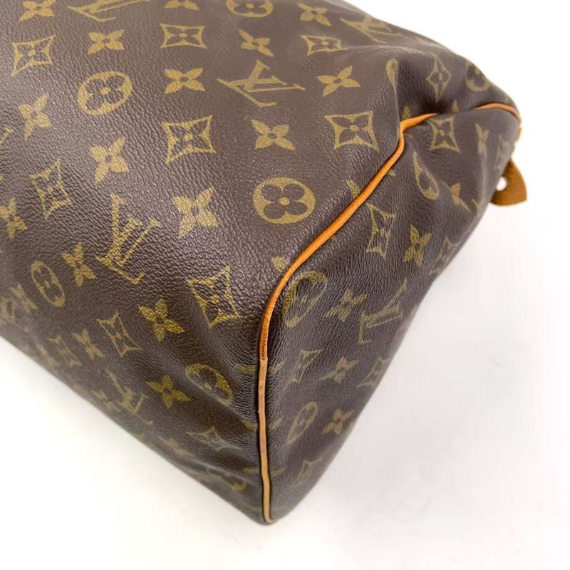 Louis Vuitton Speedy 35 Monogram Leather X PVC Brown Handbag Gold M41524