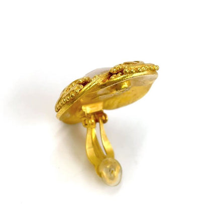 Chanel Coco Mark Pearl GP X Faux Pearl Off White X Gold Earrings