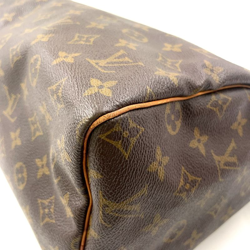 Louis Vuitton Speedy 30 Monogram Leather X PVC Brown Handbag Gold M41526
