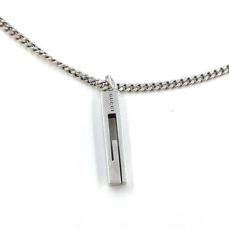 Gucci Cutout G Bar Sv925 Silver Necklace 225055 J8400 8106