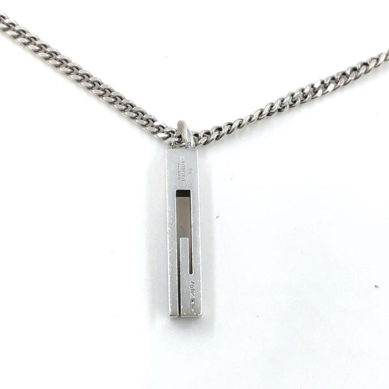 Gucci Cutout G Bar Sv925 Silver Necklace 225055 J8400 8106