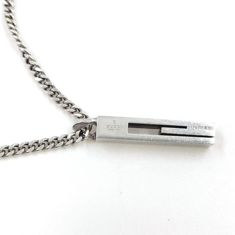 Gucci Cutout G Bar Sv925 Silver Necklace 225055 J8400 8106