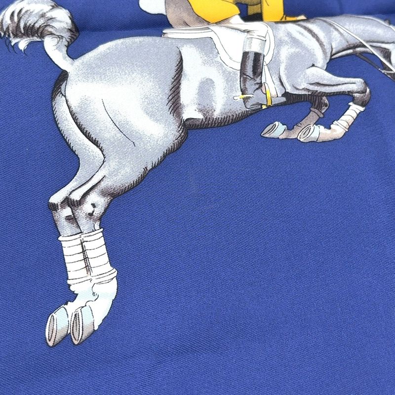 Hermes Carré 90 Jumping Silk Navy Scarf