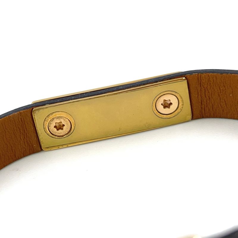 Hermes Rival Mini X Engraved Leather Red Bracelet With Gold Bangle