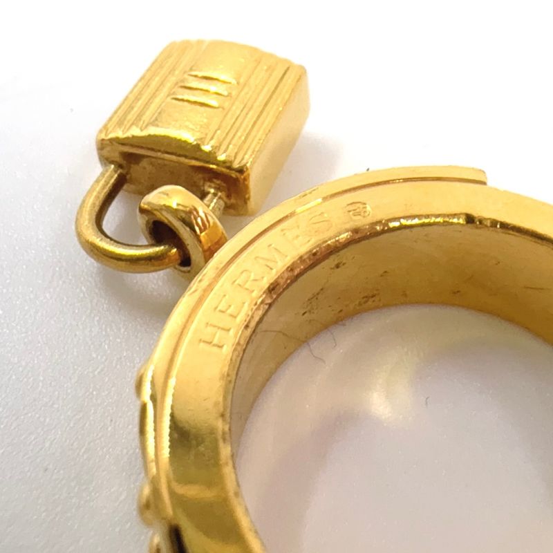 Hermes Kelly Charm Leather And Metal Gold And Black Scarf Ring