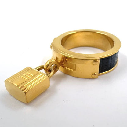 Hermes Kelly Charm Leather And Metal Gold And Black Scarf Ring