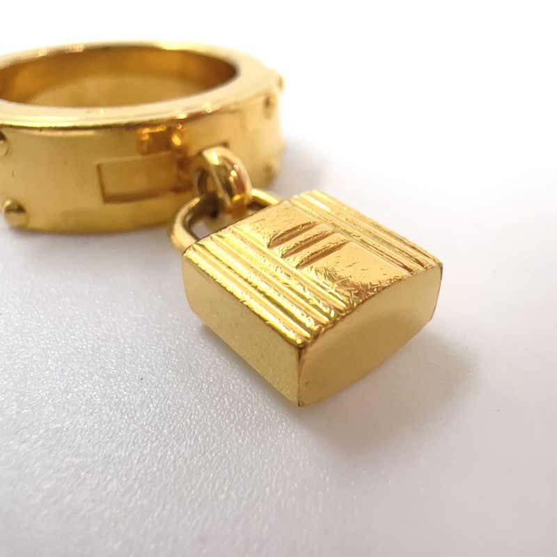 Hermes Kelly Charm Leather And Metal Gold And Black Scarf Ring