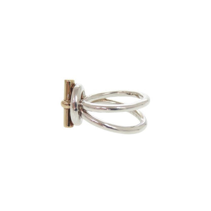 Hermes Croisette Ring Echepe 2 Rings Size 48 Approx 8 Silver 925 18K Gold 750