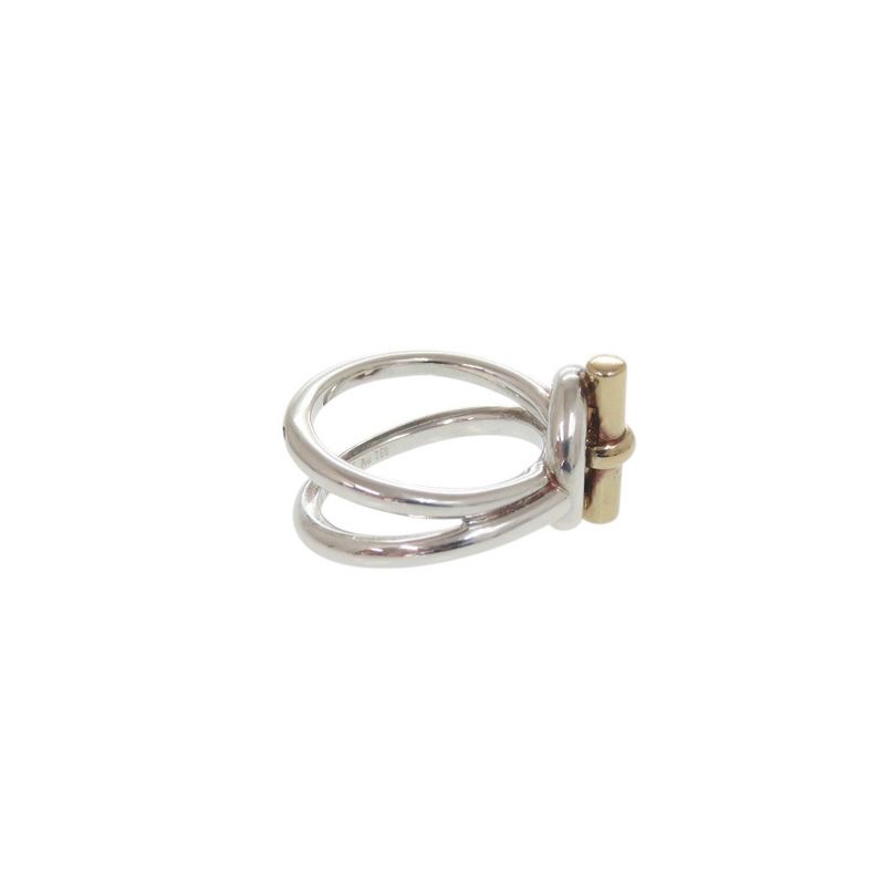 Hermes Croisette Ring Echepe 2 Rings Size 48 Approx 8 Silver 925 18K Gold 750