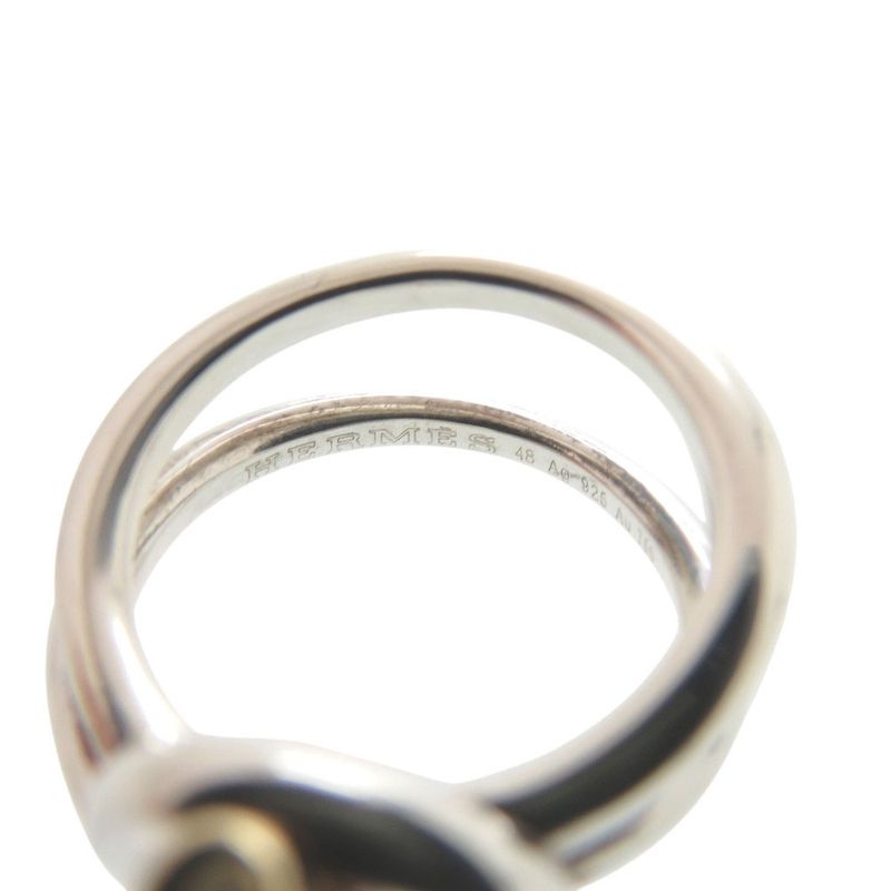 Hermes Croisette Ring Echepe 2 Rings Size 48 Approx 8 Silver 925 18K Gold 750