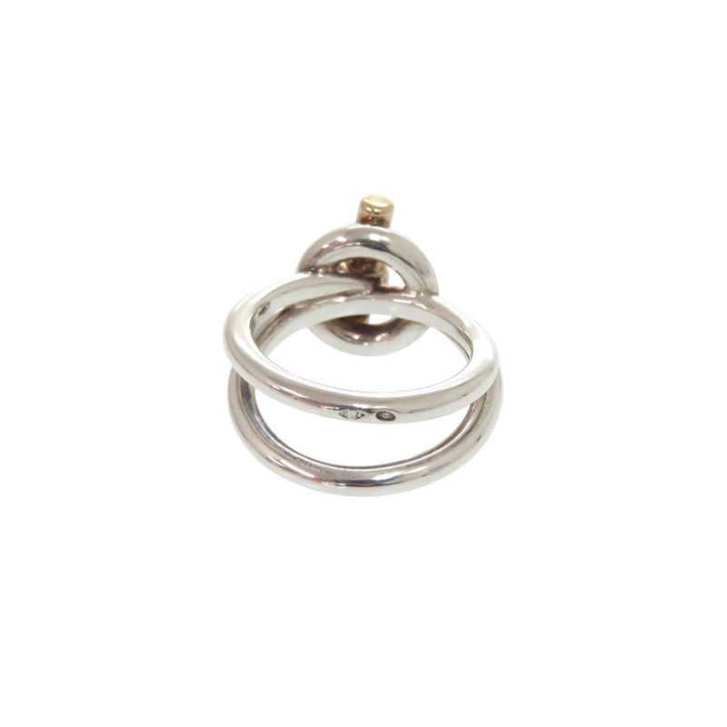 Hermes Croisette Ring Echepe 2 Rings Size 48 Approx 8 Silver 925 18K Gold 750