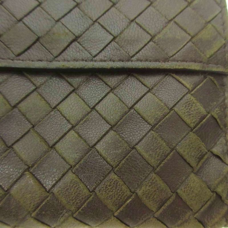 Bottega Veneta Intrecciato Trifold Wallet Leather Brown 1030