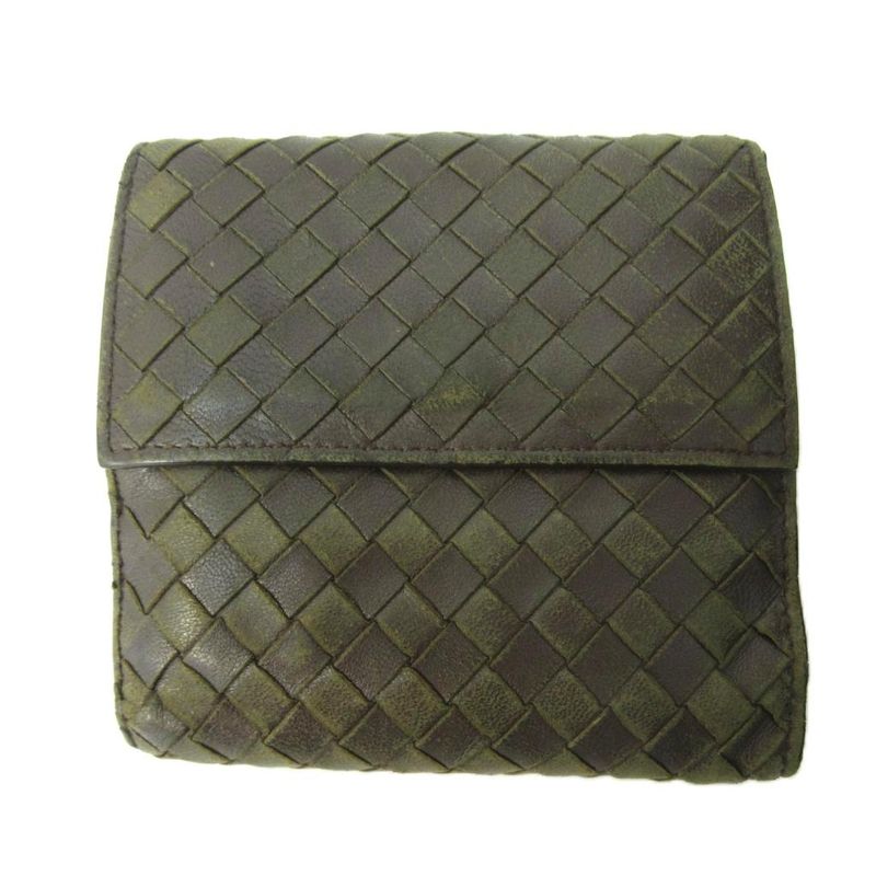 Bottega Veneta Intrecciato Trifold Wallet Leather Brown 1030