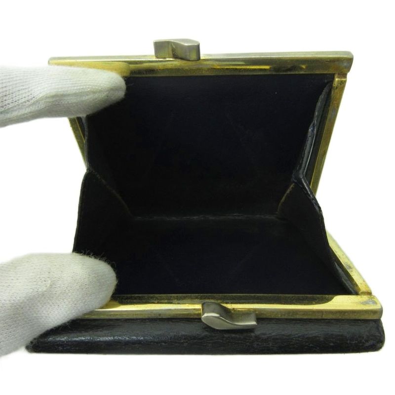 Cartier Sapphire Line Bifold Wallet Clasp Leather Black 1030