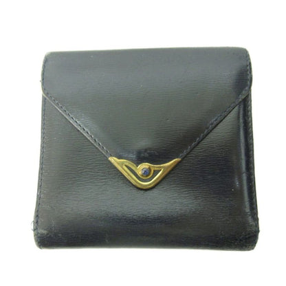 Cartier Sapphire Line Bifold Wallet Clasp Leather Black 1030