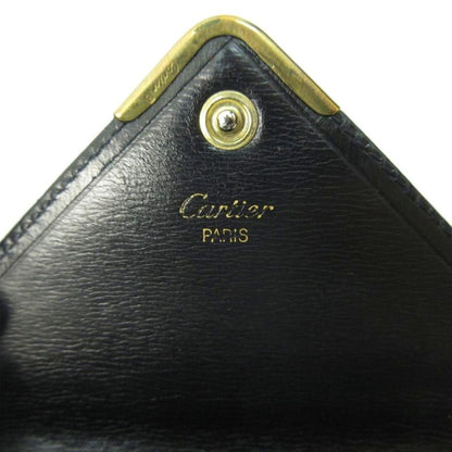 Cartier Sapphire Line Bifold Wallet Clasp Leather Black 1030